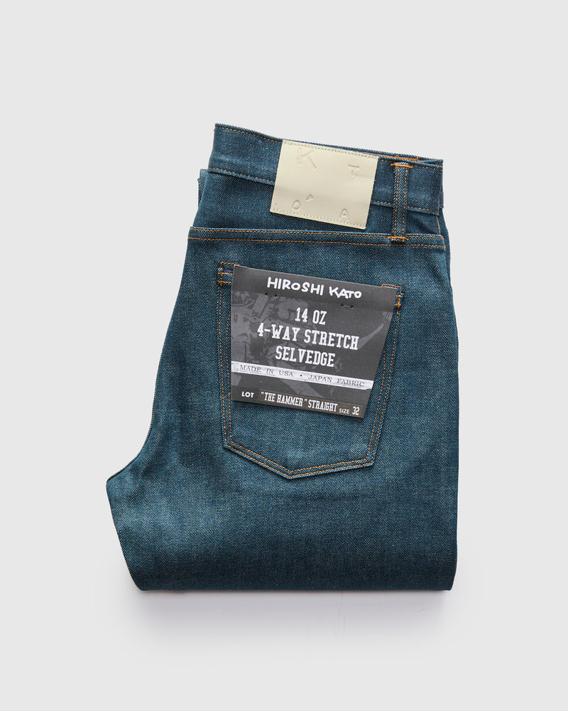 "Blue Raw" 14oz Indigo Stretch Selvedge Denim - Hammer Straight