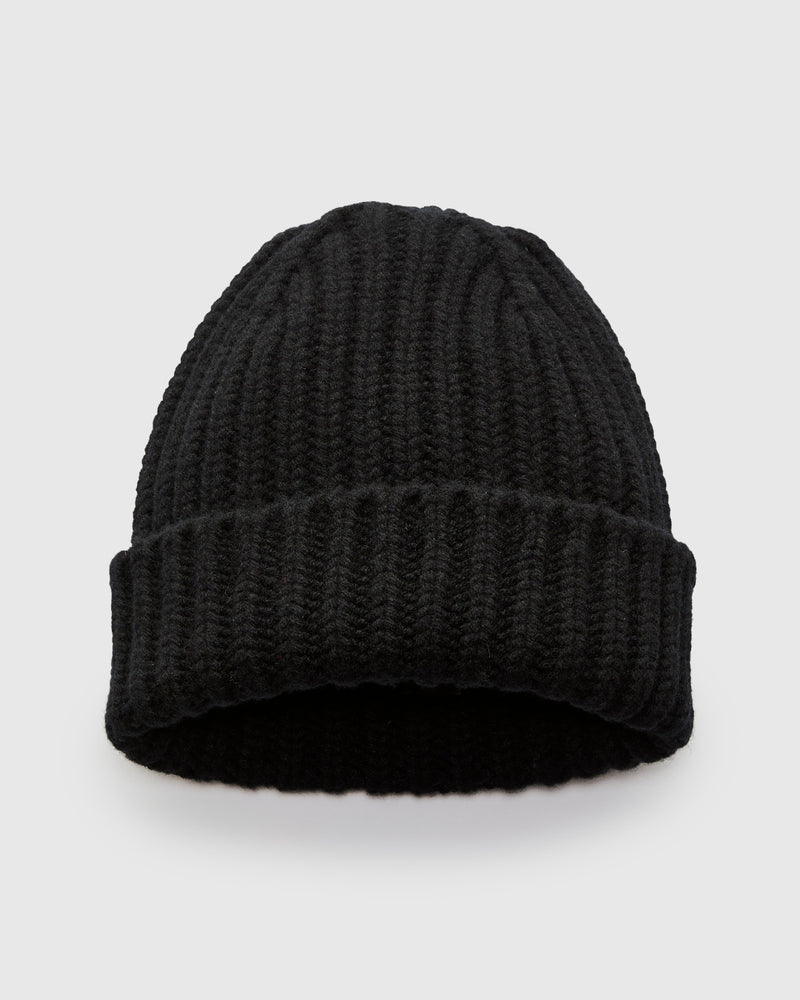 "Brain Freezer" Wool Beanie in Black