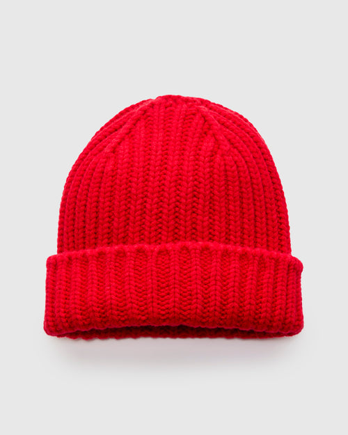 "Brain Freezer" Wool Beanie in Red Fire