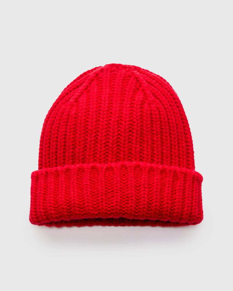 "Brain Freezer" Wool Beanie in Red Fire