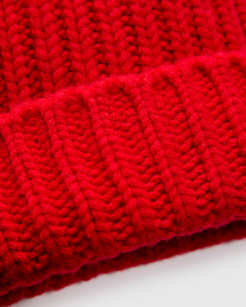 "Brain Freezer" Wool Beanie in Red Fire