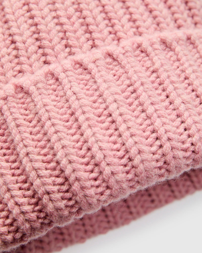 "Brain Freezer" Wool Beanie in Soft Pink