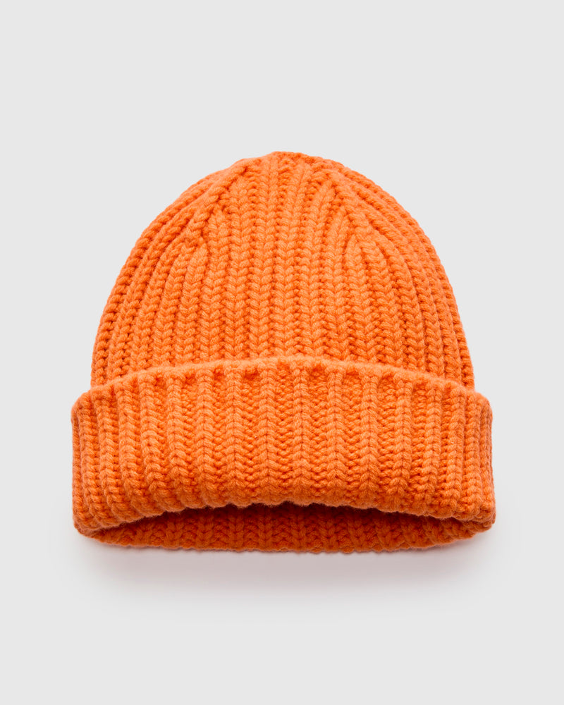 "Brain Freezer" Wool Beanie in Tangerine Dreams