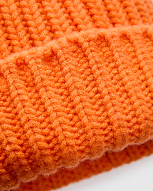 "Brain Freezer" Wool Beanie in Tangerine Dreams