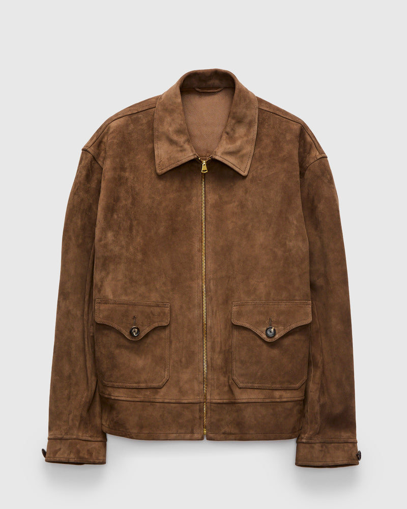 Goat Suede Sports Jacket in Mocha Brown