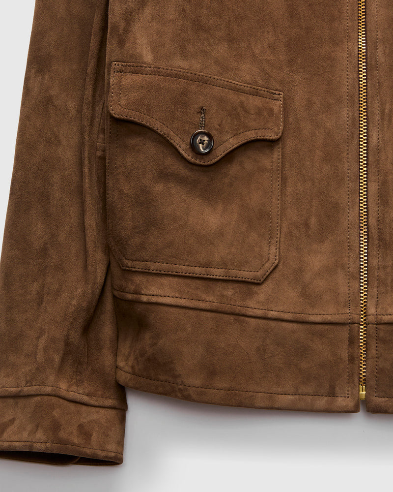 Goat Suede Sports Jacket in Mocha Brown