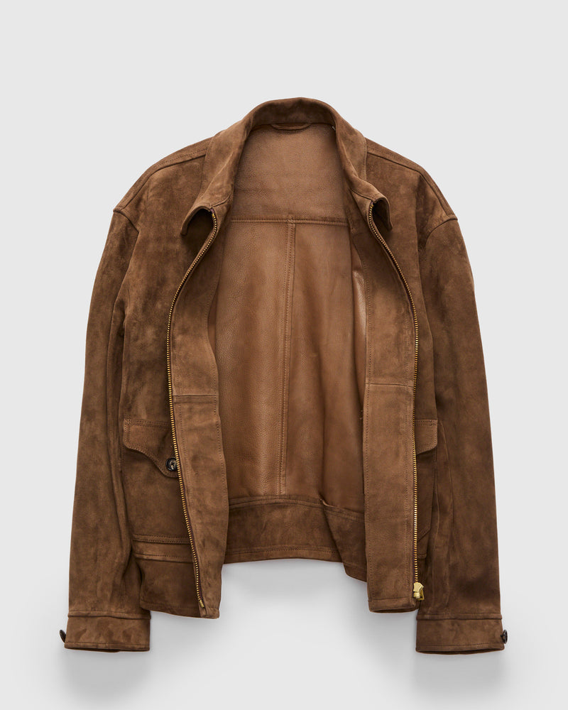 Goat Suede Sports Jacket in Mocha Brown