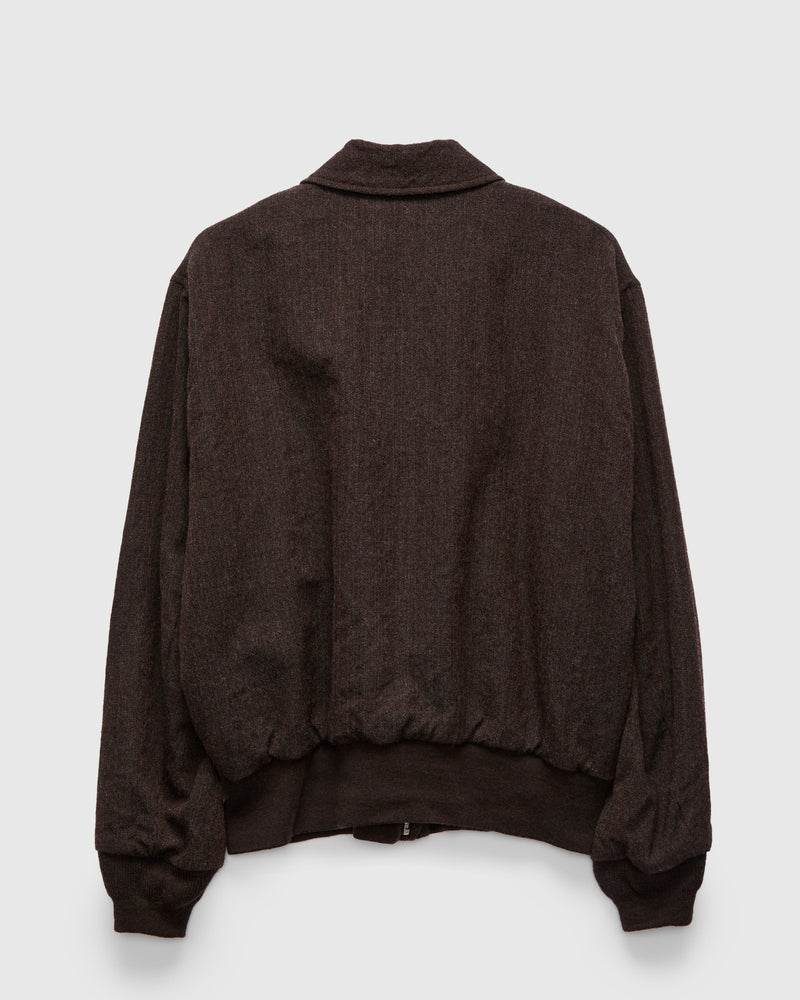 Wool Herringbone Flight Jacket in Top Brown