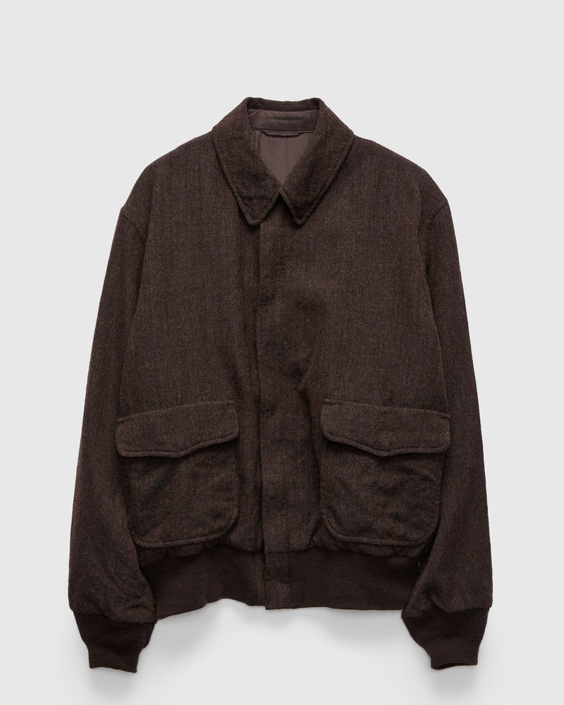 Wool Herringbone Flight Jacket in Top Brown