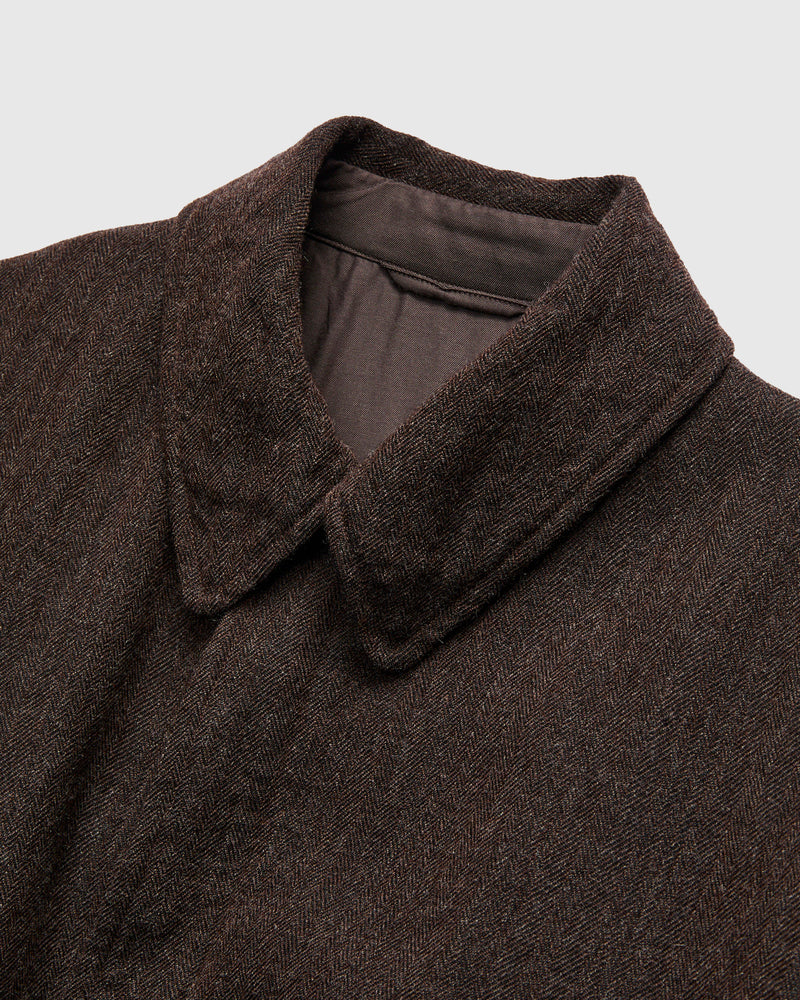 Wool Herringbone Flight Jacket in Top Brown