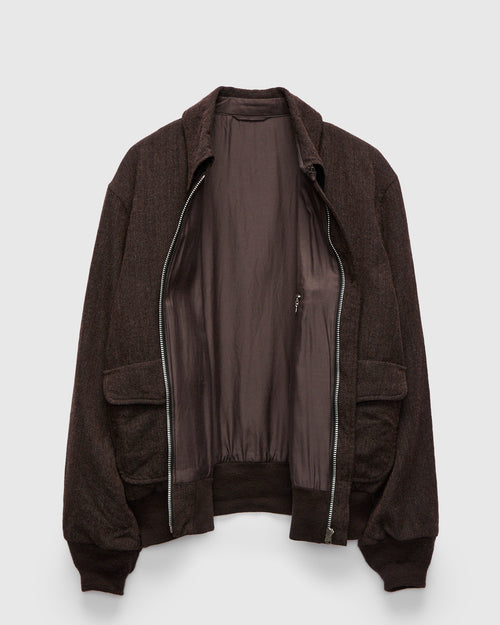 Wool Herringbone Flight Jacket in Top Brown