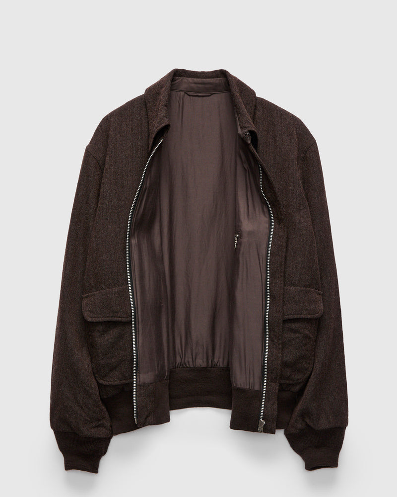 Wool Herringbone Flight Jacket in Top Brown