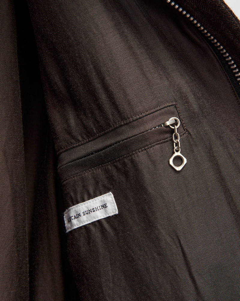 Wool Herringbone Flight Jacket in Top Brown