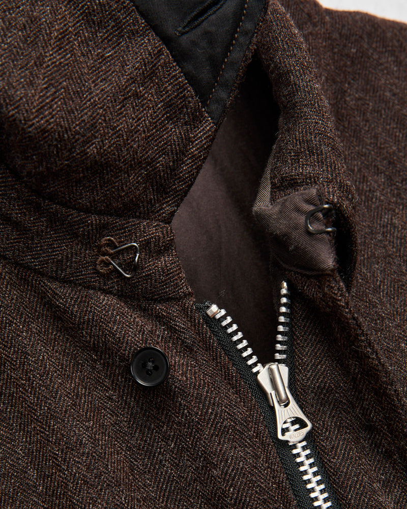 Wool Herringbone Flight Jacket in Top Brown