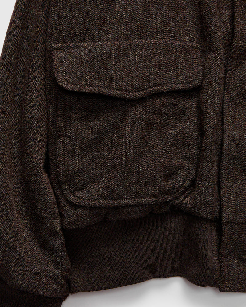 Wool Herringbone Flight Jacket in Top Brown