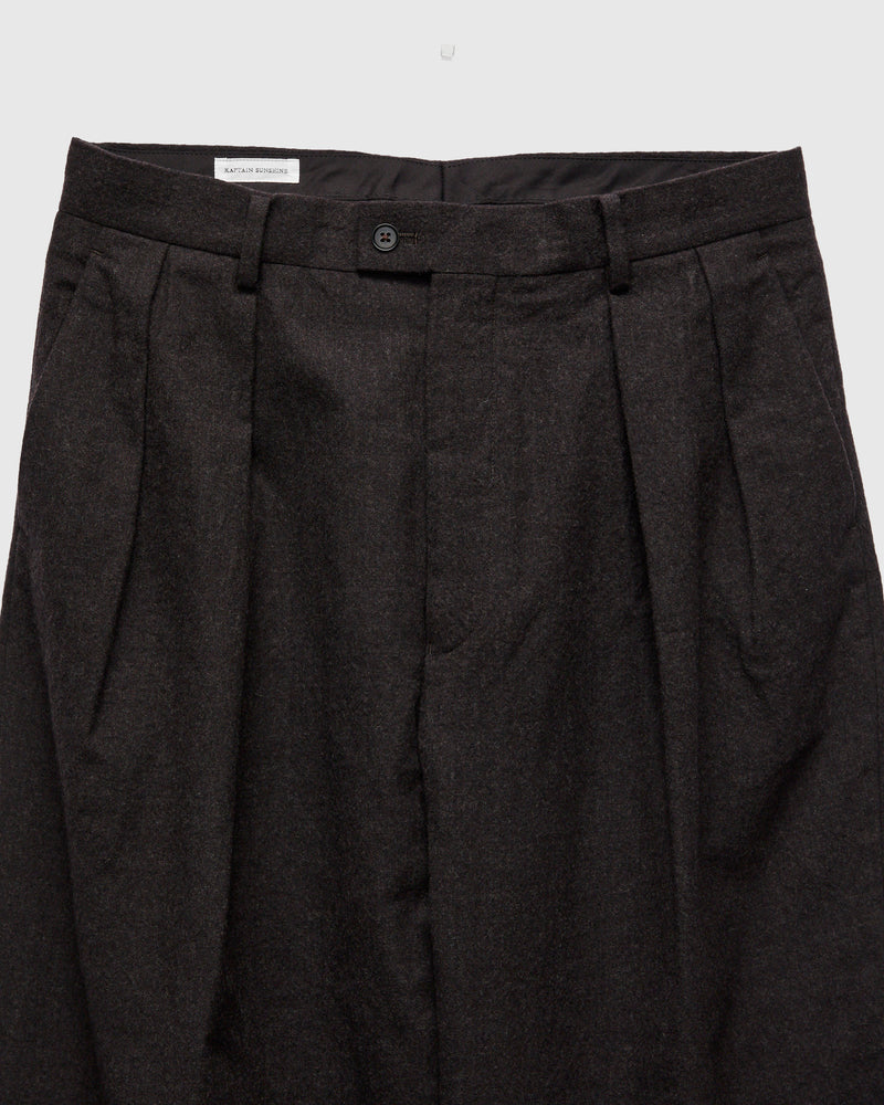 Wool Serge 2P Trousers in Top Brown