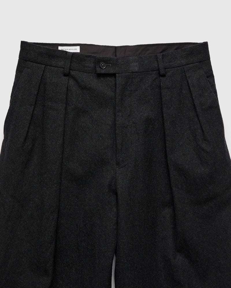 Wool Serge 2P Trousers in Top Charcoal