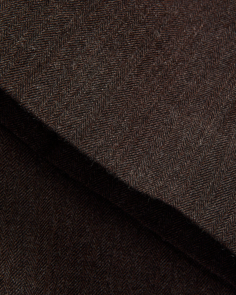 Wool Herringbone Easy Trousers in Top Brown