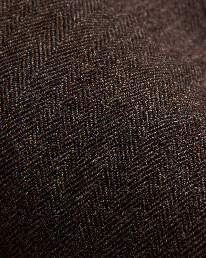 Wool Herringbone Easy Trousers in Top Brown