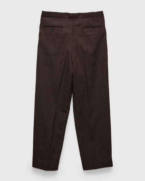 Wool Herringbone Easy Trousers in Top Brown