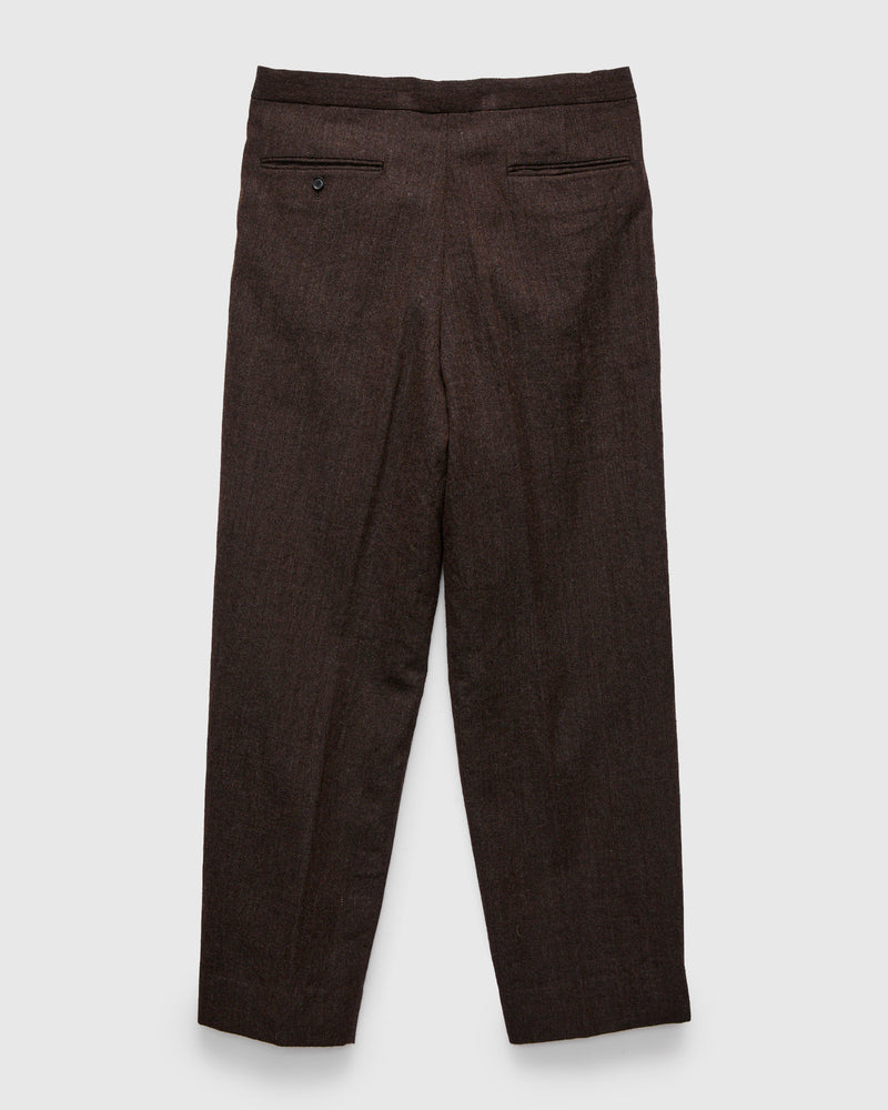 Wool Herringbone Easy Trousers in Top Brown