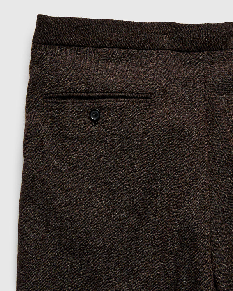 Wool Herringbone Easy Trousers in Top Brown