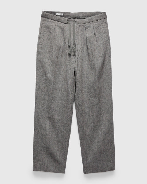 Wool Herringbone Easy Trousers in Top Grey