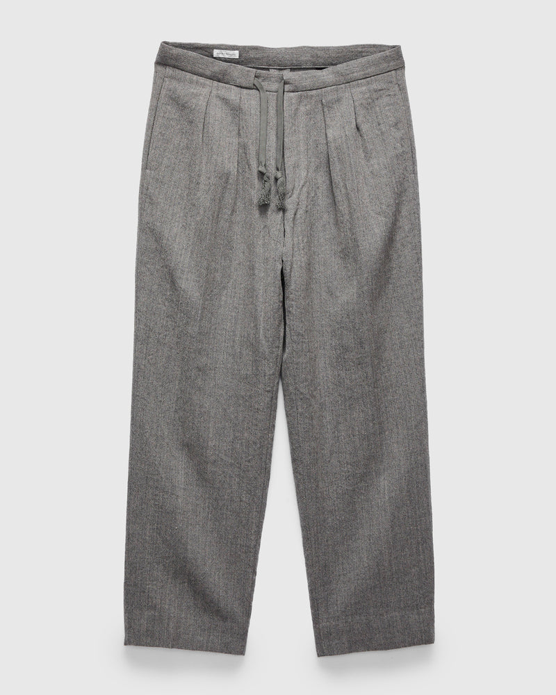Wool Herringbone Easy Trousers in Top Grey
