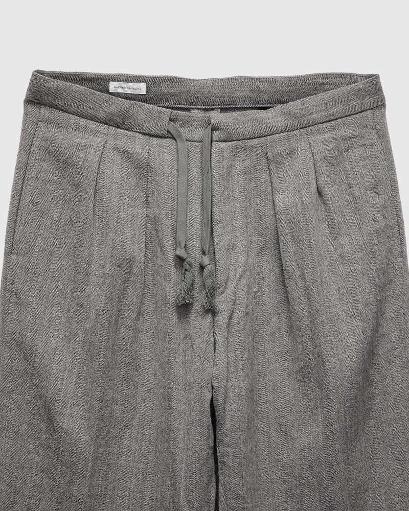 Wool Herringbone Easy Trousers in Top Grey
