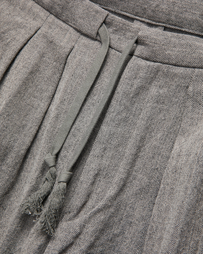 Wool Herringbone Easy Trousers in Top Grey