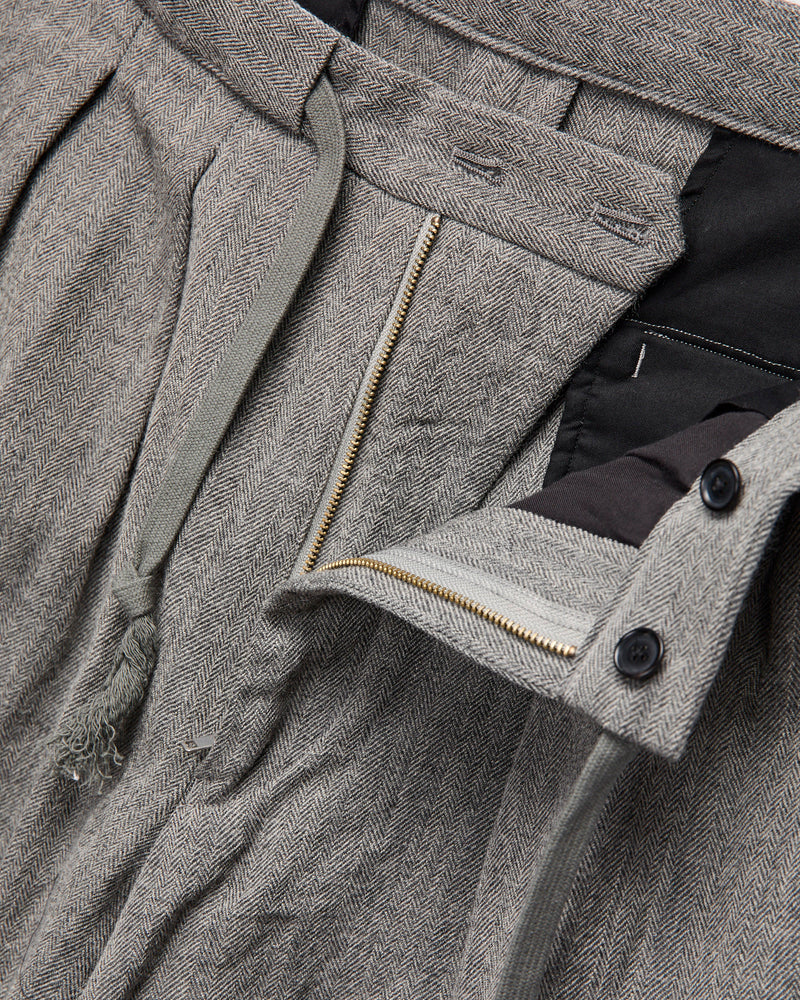 Wool Herringbone Easy Trousers in Top Grey