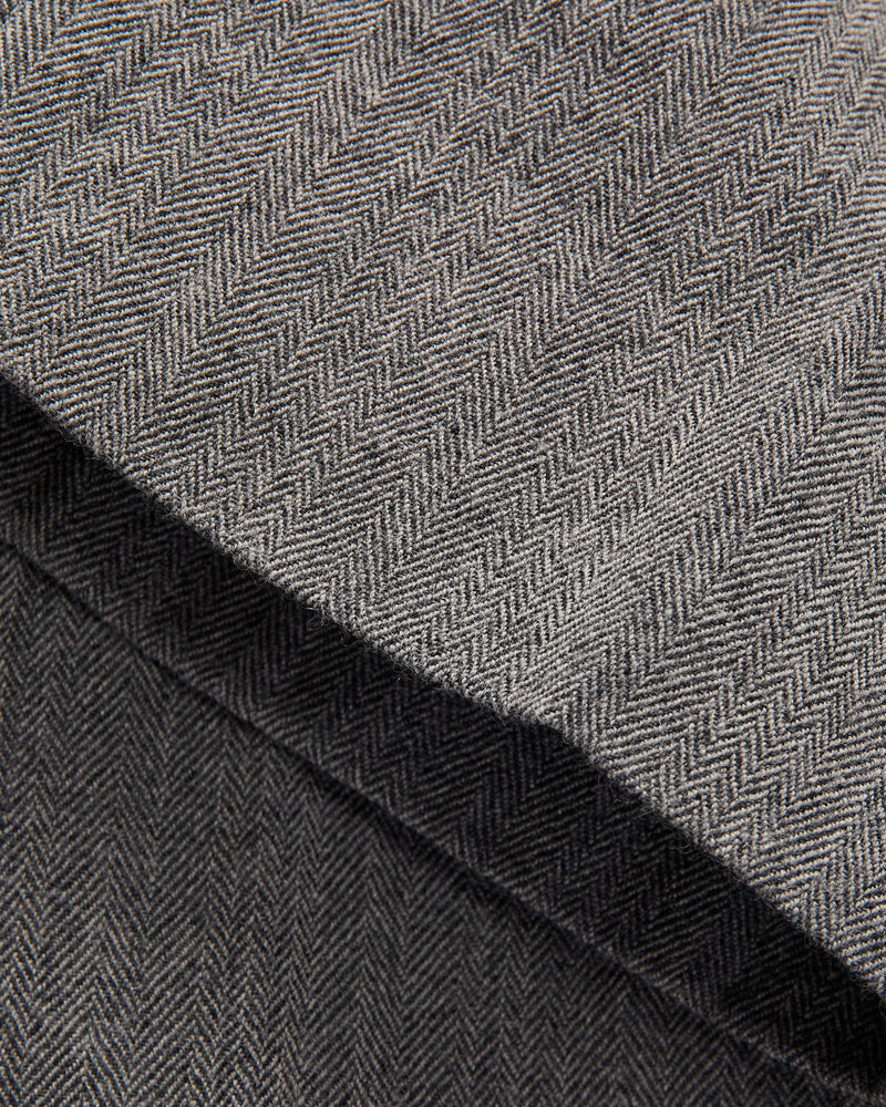 Wool Herringbone Easy Trousers in Top Grey