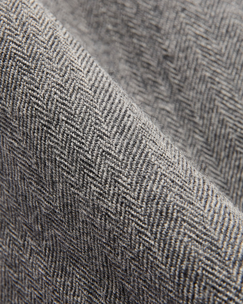 Wool Herringbone Easy Trousers in Top Grey