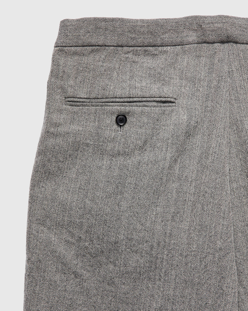 Wool Herringbone Easy Trousers in Top Grey