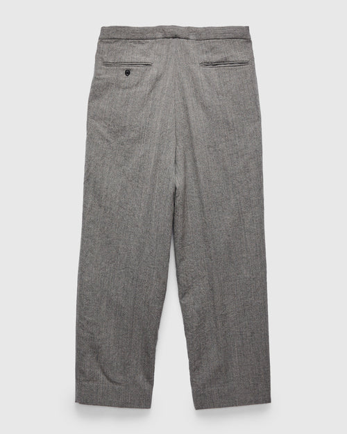 Wool Herringbone Easy Trousers in Top Grey