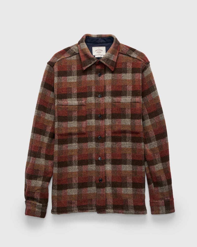Agripa Wool Check Overshirt in Brown