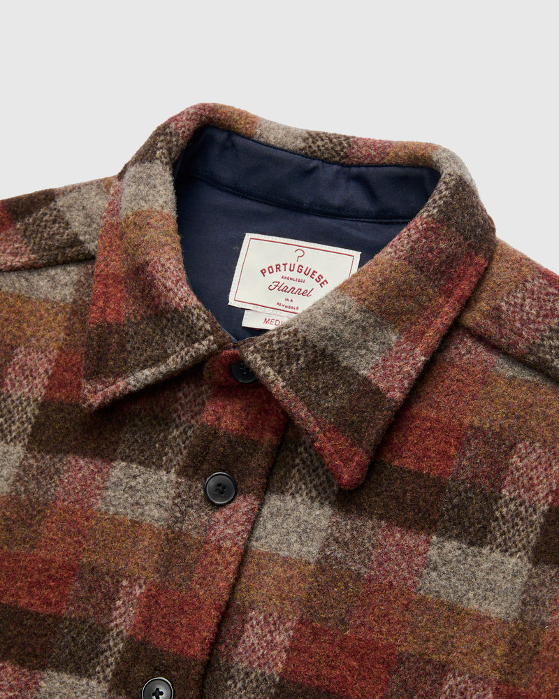 Agripa Wool Check Overshirt in Brown