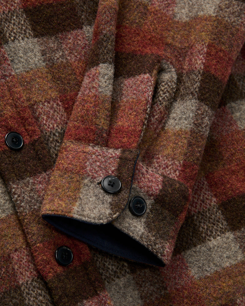 Agripa Wool Check Overshirt in Brown