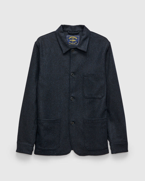 Labura Herringbone Wool Chore Coat in Navy – Blue Owl Workshop