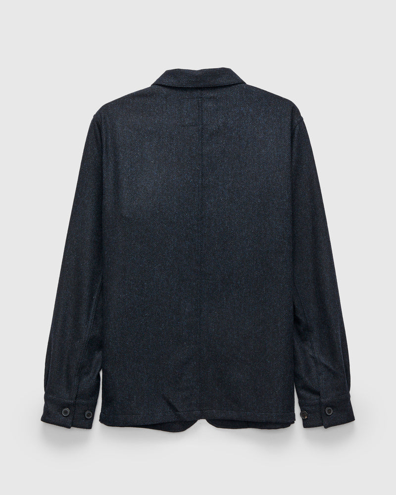 Labura Herringbone Wool Chore Coat in Navy