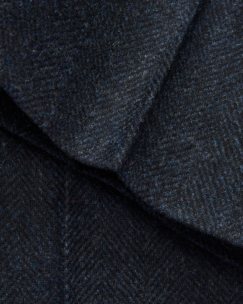 Herringbone Single Pleat Trousers in Navy