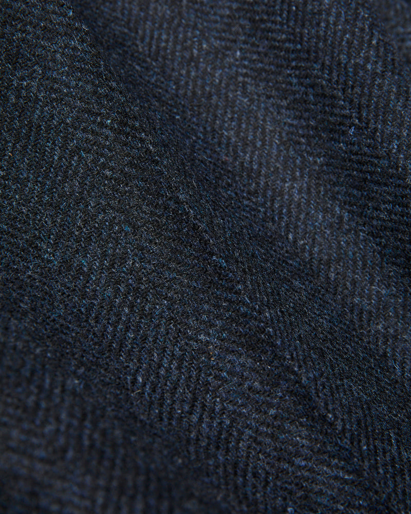 Herringbone Single Pleat Trousers in Navy