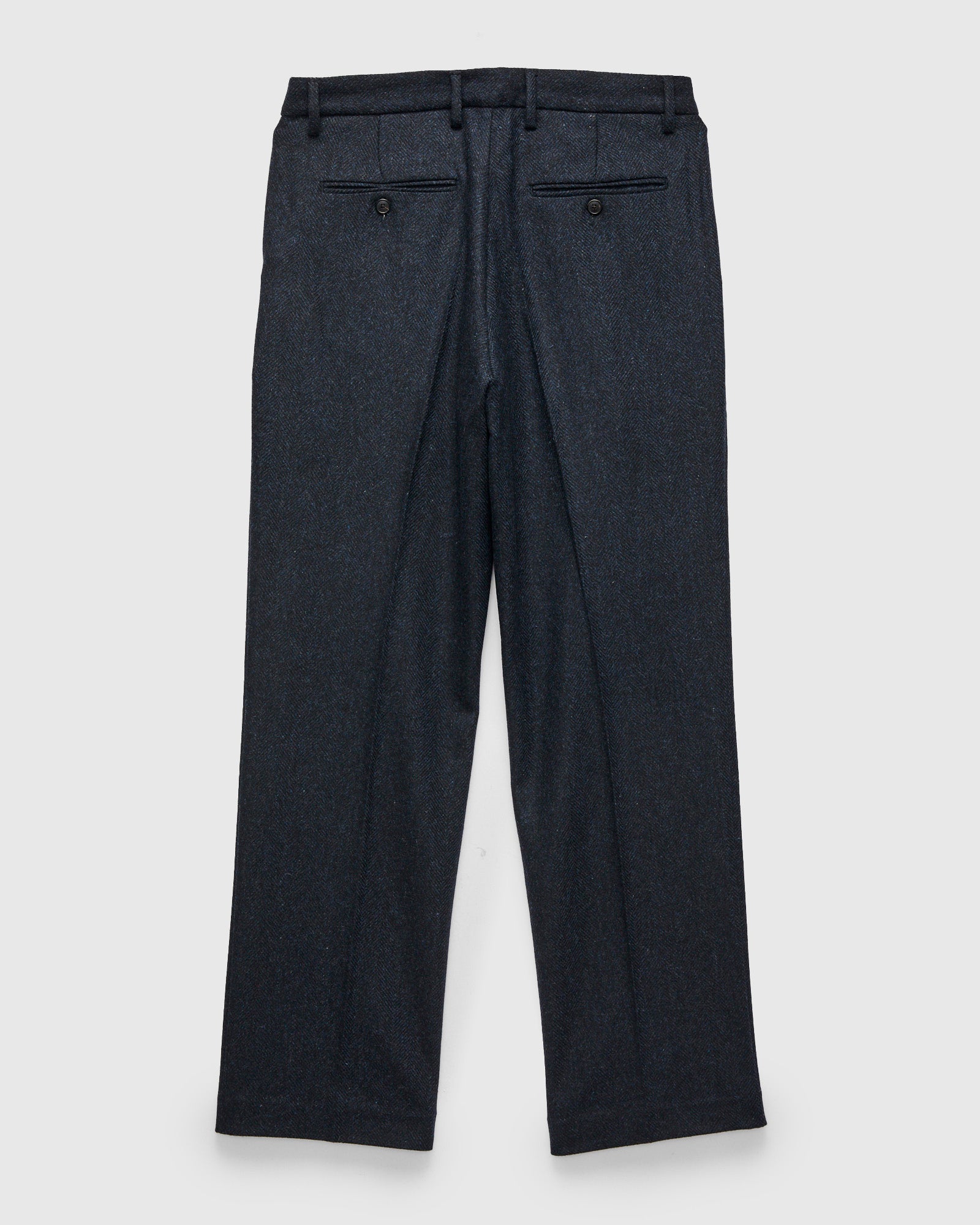 Herringbone Single Pleat Trousers in Navy – Blue Owl Workshop