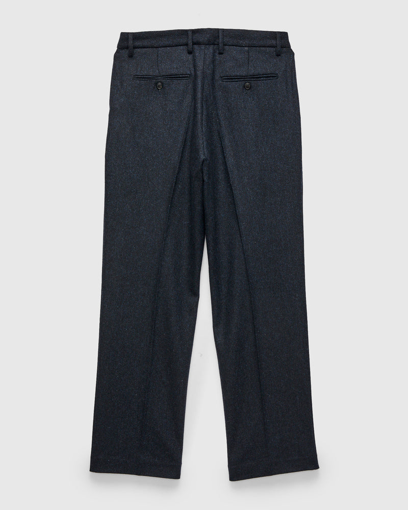 Herringbone Single Pleat Trousers in Navy