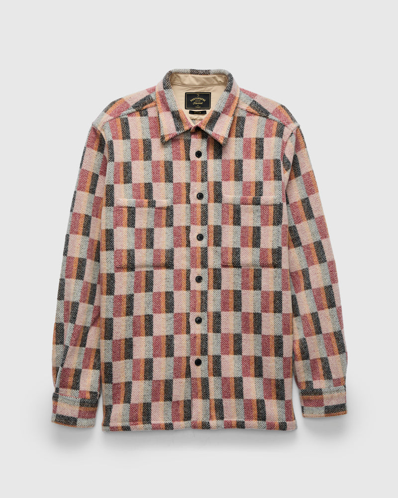 Tulia Wool Check Overshirt in Tan
