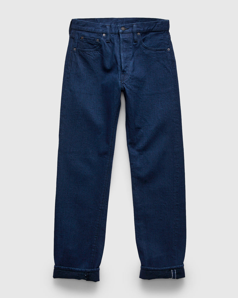 "Oceanic Indigo x Black" 14oz Rinsed Selvedge Denim - Regular Straight Fit