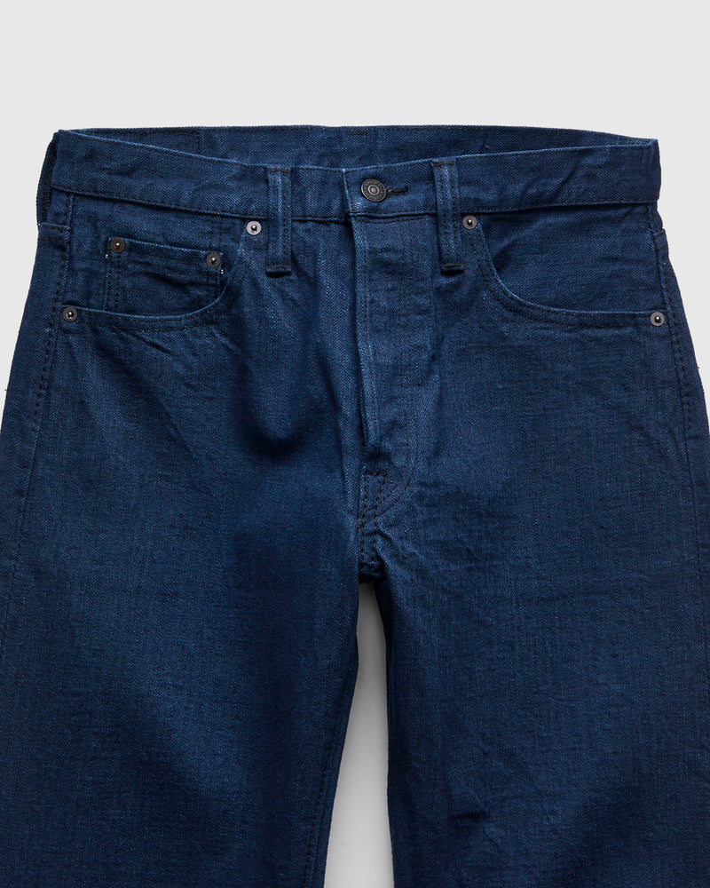 "Oceanic Indigo x Black" 14oz Rinsed Selvedge Denim - Regular Straight Fit