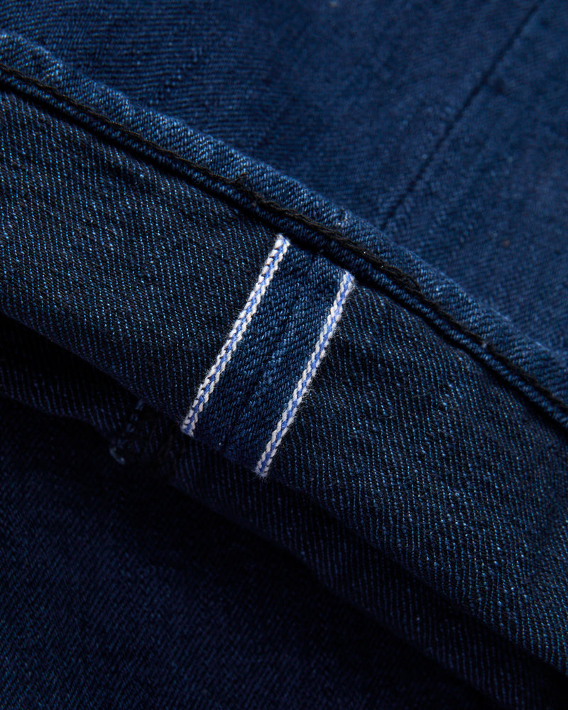 "Oceanic Indigo x Black" 14oz Rinsed Selvedge Denim - Regular Straight Fit