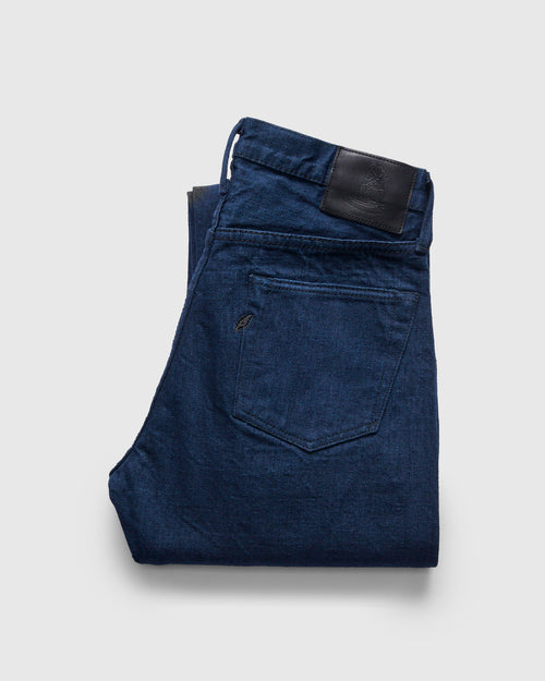 "Oceanic Indigo x Black" 14oz Rinsed Selvedge Denim - Regular Straight Fit