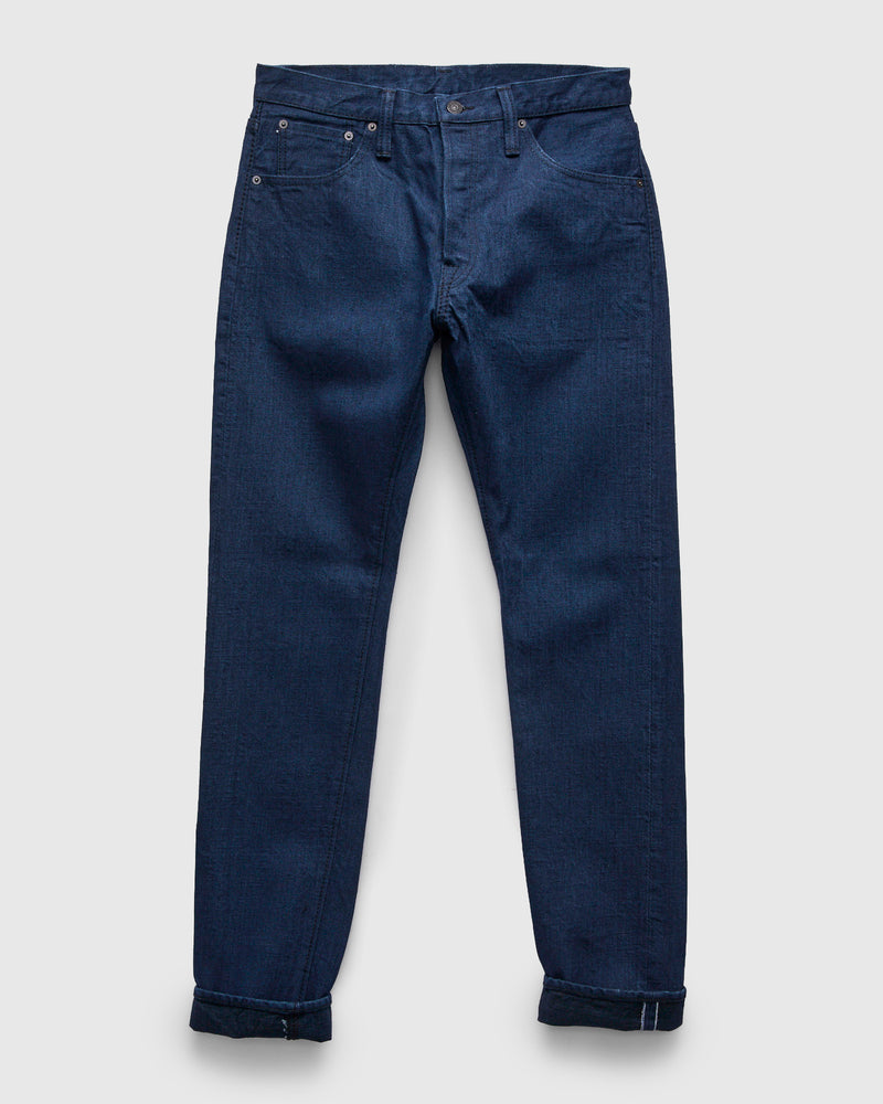 "Oceanic Indigo x Black" 14oz Rinsed Selvedge Denim - Relaxed Tapered Fit